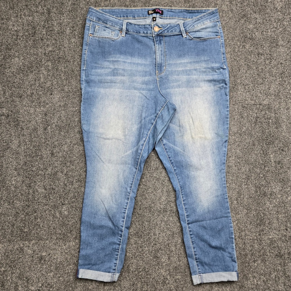 YMI Ankle High Rise Skinny Jeans Womens Size 18 W38 Blue Medium Wash Cuffed Hem